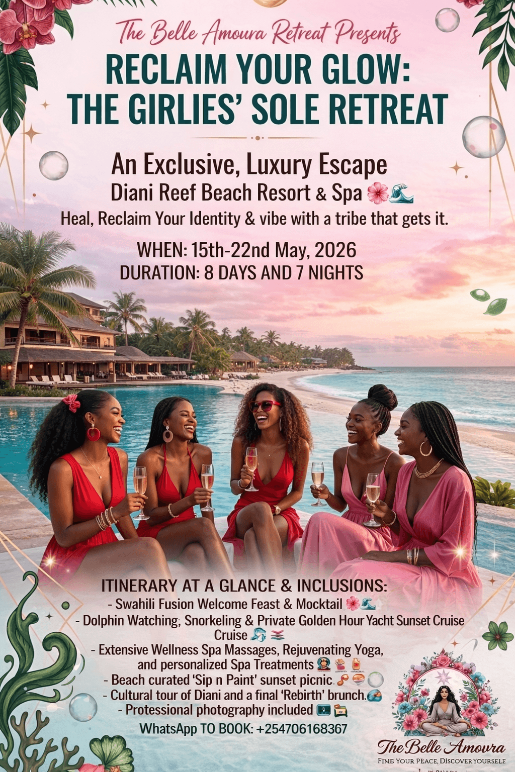 The Belle Amoura Retreat: DIANI REEF (8days & 7 nights) BEACH RESORT & SPA GETAWAY (GIRLS-ONLY)